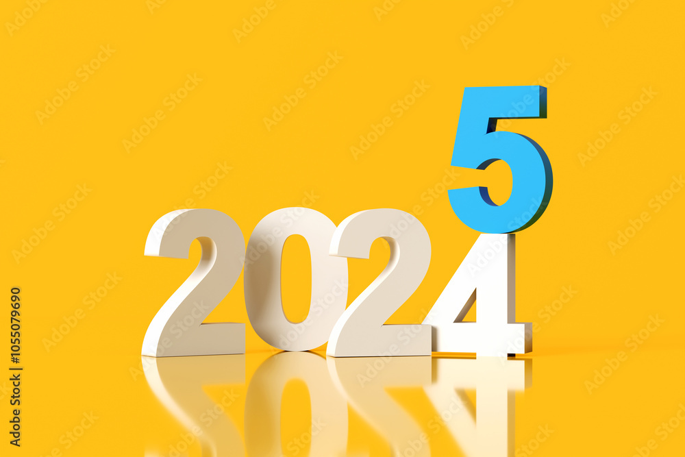 2024 changing to 2025 on yellow background for happy new year concept 2024 changing to 2025 on yellow background for happy new year concept