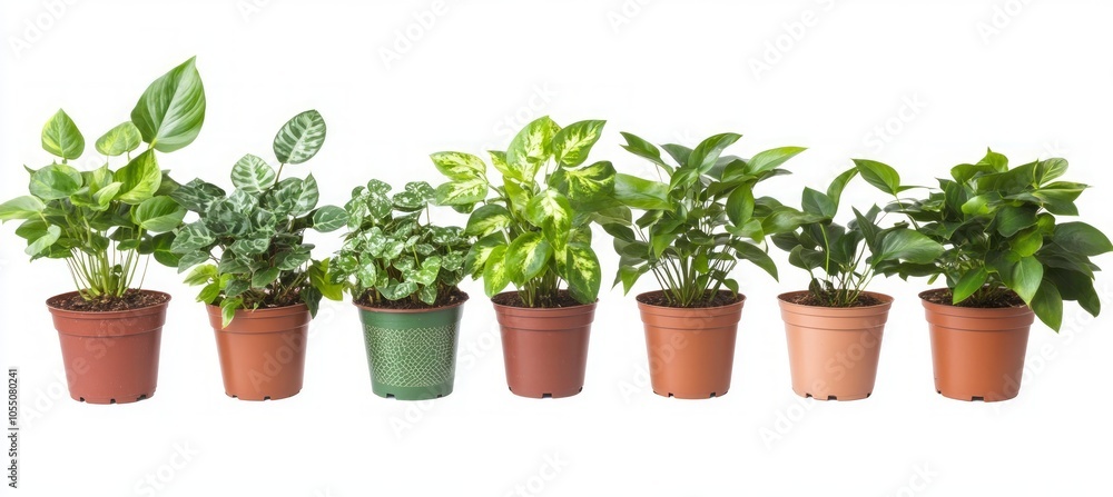 Fototapeta premium Collection of Vibrant Houseplants in Pots