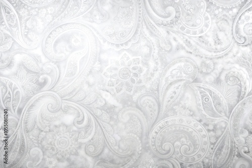 White marble background with a white paisley reflected