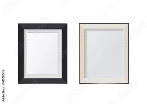 Two Distinct Picture Frames in Black and Cream Designs. photo