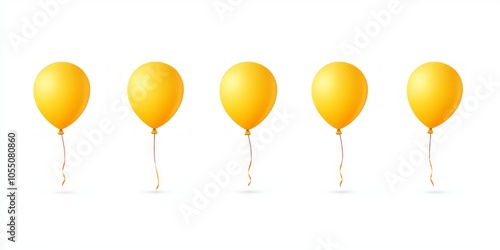 Five Realistic Yellow Balloons photo