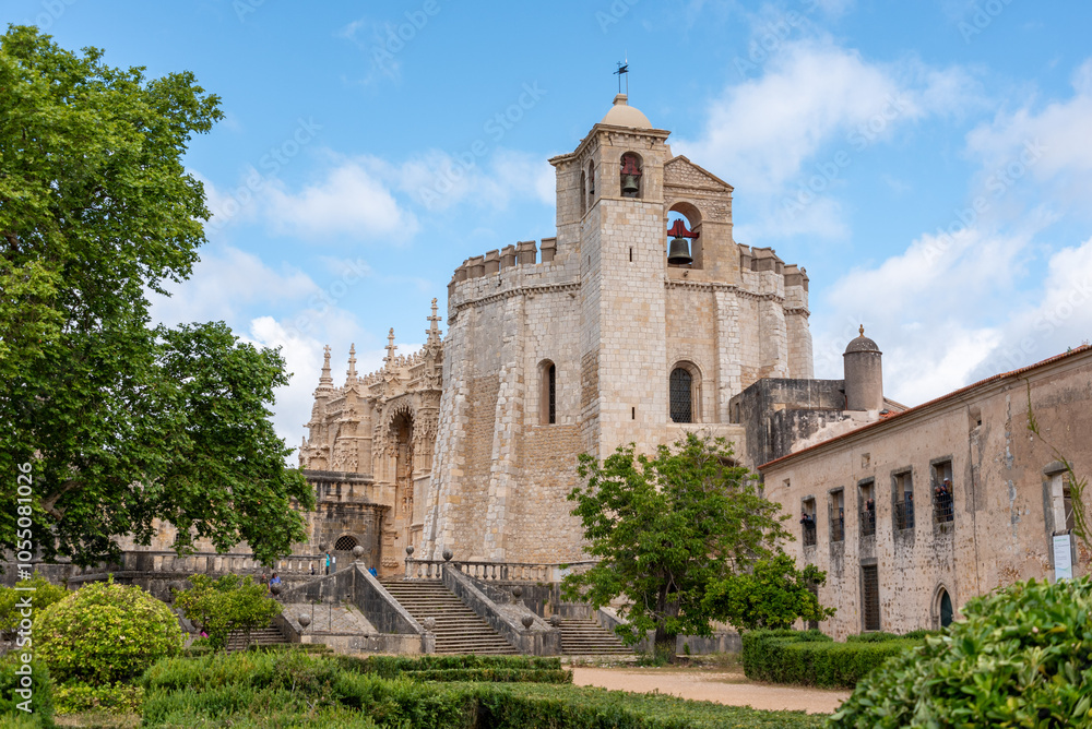 Facade of the iconic fortified Convento de Cristo in Tomar, former main convent of the Order of the Templar in Portugal Facade of the iconic fortified Convento de Cristo in Tomar, former main convent of the Order of the Templar in Portugal