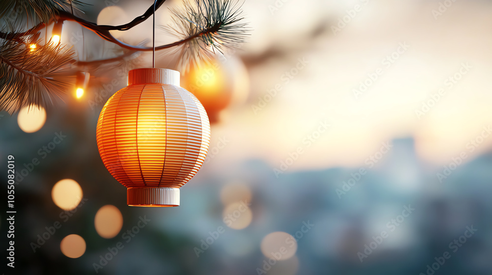 Fototapeta premium Illuminated festivities the beauty of ornate paper lanterns capturing the magic of evening landscapes