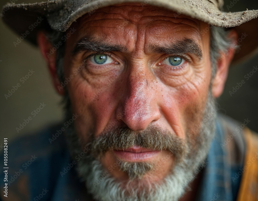 Portrait of a Rugged Older Man with Intense Blue Eyes Portrait of a Rugged Older Man with Intense Blue Eyes