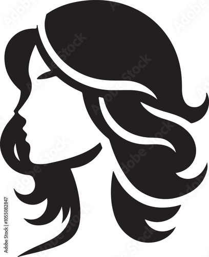 Minimalist Black Silhouette Vector of Woman’s Head on White Background