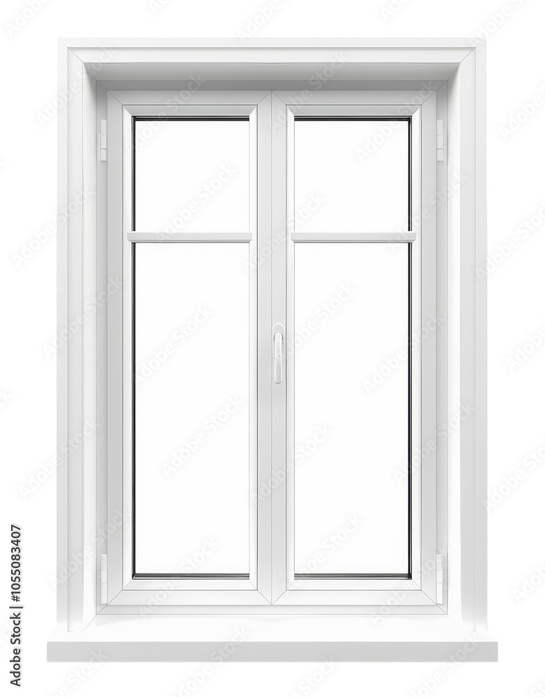 Classic White Frame Window With Two Panels and Vertical Dividers Classic White Frame Window With Two Panels and Vertical Dividers
