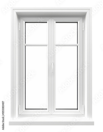 Classic White Frame Window With Two Panels and Vertical Dividers