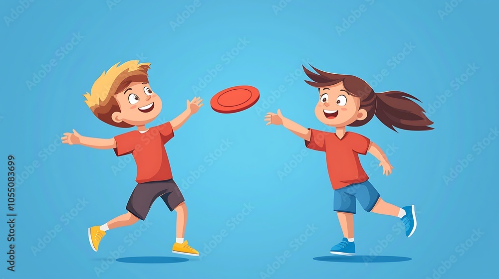 Kids Playing Frisbee in the Park, Fun Outdoor Activity for Children Kids Playing Frisbee in the Park, Fun Outdoor Activity for Children