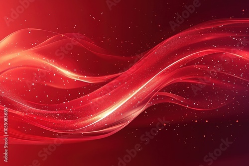 Abstract red wave with glowing particles. (1)