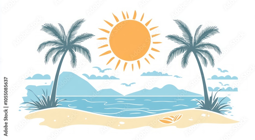 Fototapeta premium Tropical Island Paradise Beach Scene