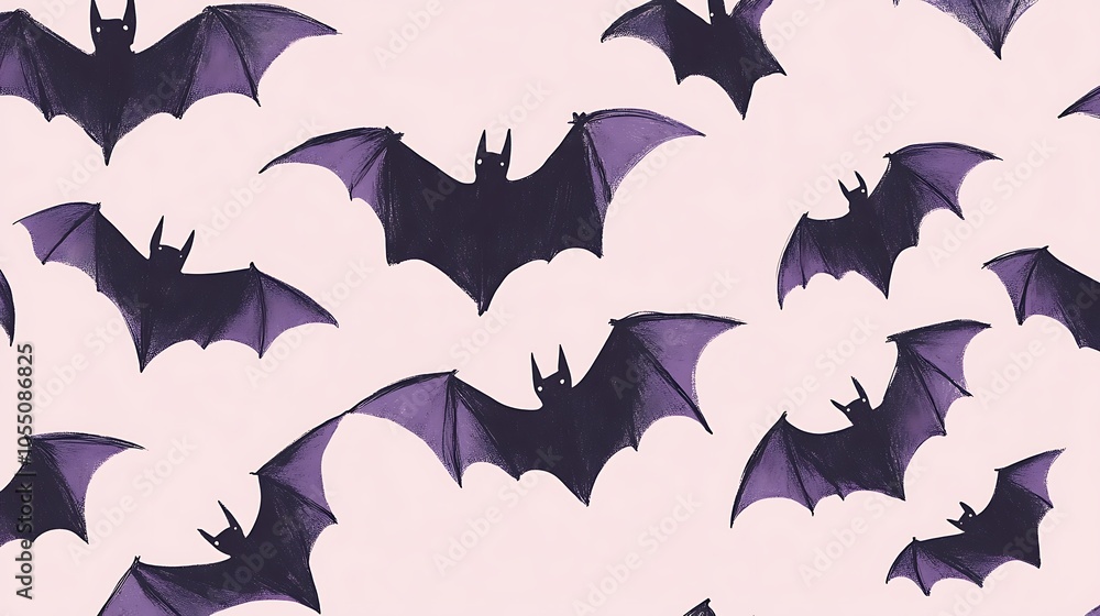 Halloween eerie lavender backdrop adorned with minimalistic bat designs Halloween eerie lavender backdrop adorned with minimalistic bat designs