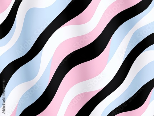 Abstract zebra design, its stripes flowing in pastel colors like sky blue and blush pink, contrasted against a bold black canvas for a dreamy feel photo