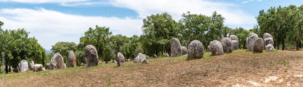 Well preserved stone age cromlech of Almendres near Evora in Portugal Well preserved stone age cromlech of Almendres near Evora in Portugal