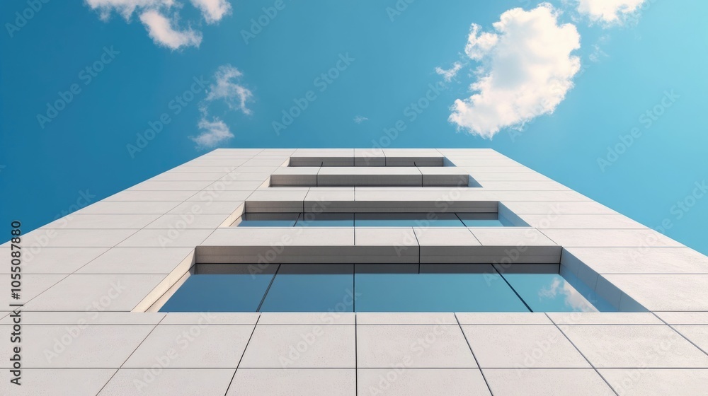 Futuristic high rise building showcasing innovative cantilevered floors that push the boundaries of modern architectural design The sleek Futuristic high rise building showcasing innovative cantilevered floors that push the boundaries of modern architectural design The sleek