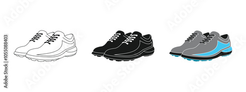design for a set of sports shoes, golf, football, futsal, basketball and others, editable vector eps 10.