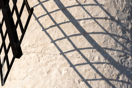 Close view of a historic windmill in Consuegra at sunrise, known from Cervantes novel Don Quichotte