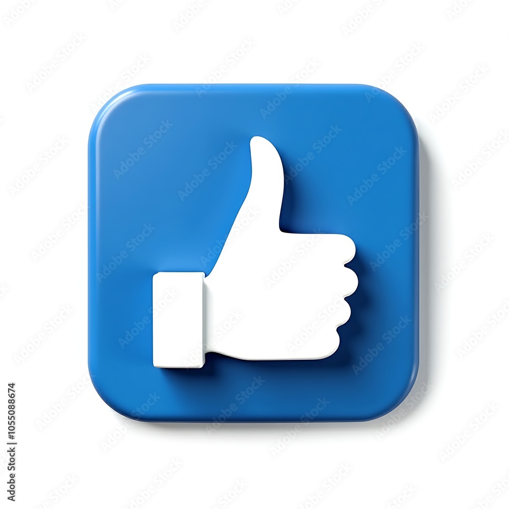 3d blue square button with white thumb up sign on it, media icon 3d blue square button with white thumb up sign on it, media icon