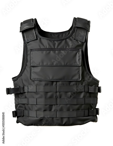 Black bulletproof vest isolated on white background