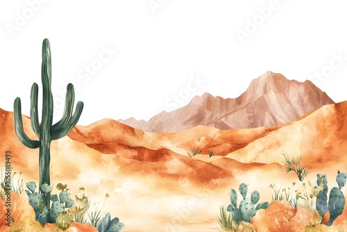 Desert forest landscape at daytime scene with many cactuses illustration
 photo