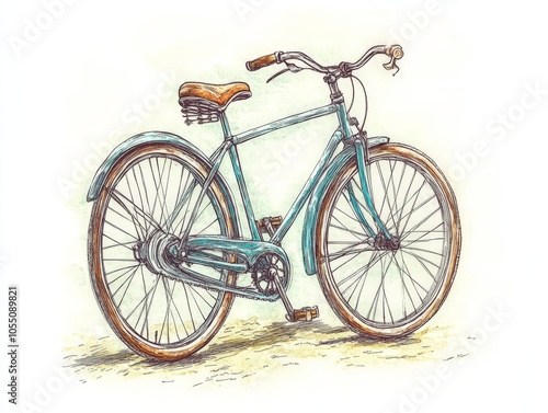 Vintage Blue Bicycle Illustration. photo