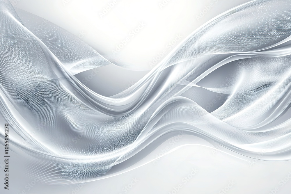 Fototapeta premium Abstract silver waves on white background.
