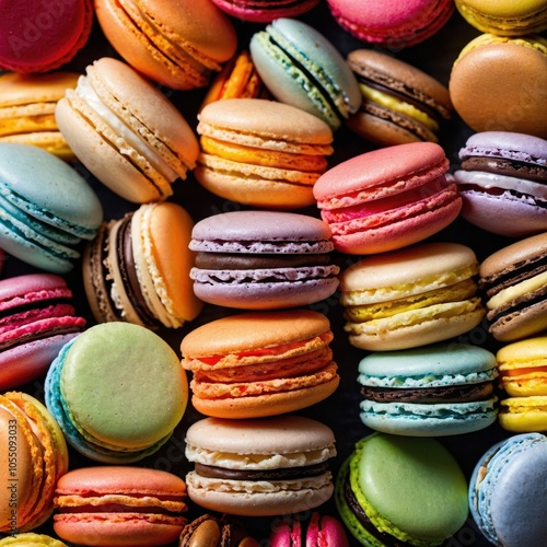 Wallpaper Mural An enticing array of colorful macarons arranged elegantly, showcasing their delicate textures and vibrant hues, perfect for any sweet indulgence Torontodigital.ca