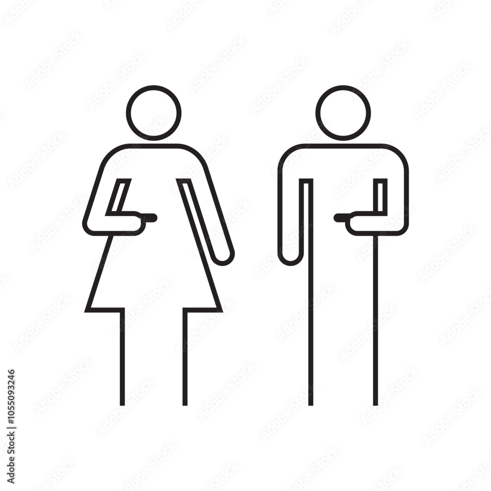 Lavatory and restroom sign for man and women isolated icon graphic vector Lavatory and restroom sign for man and women isolated icon graphic vector