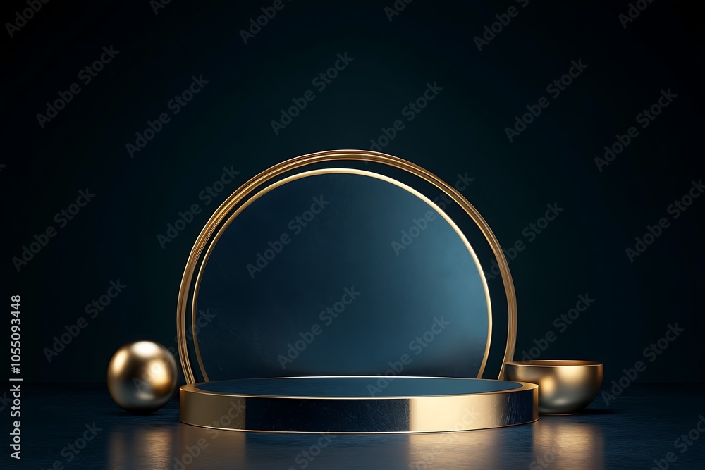Abstract Minimal Modern Gold Podium Platform For Product Display Showcase 3D Rendering Abstract Minimal Modern Gold Podium Platform For Product Display Showcase 3D Rendering
