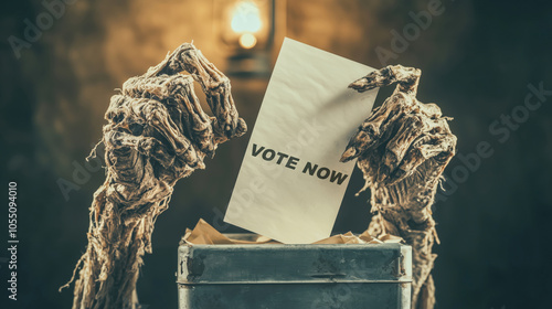 Mummy Hands Voting: Ancient Ballot Cast in Lantern Light