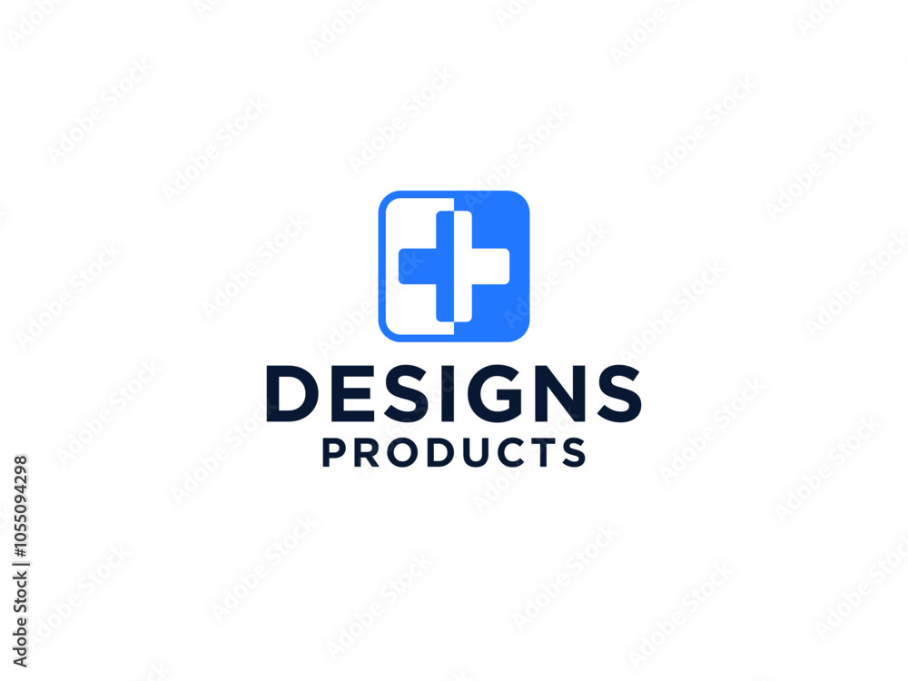 Medical Logo Healthcare Symbol. Cross Sign Negative Space with Medicine Icon isolate on White Background. Medical Logo Healthcare Symbol. Cross Sign Negative Space with Medicine Icon isolate on White Background.