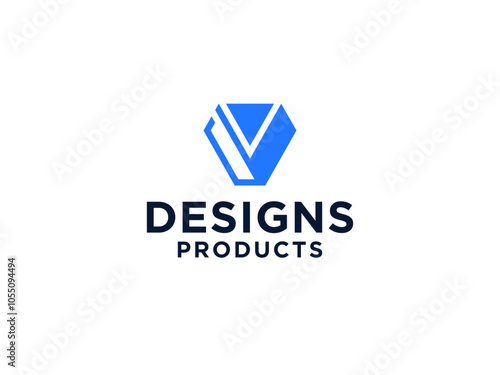 Abstract Geometric Line Initial Letter V Logo.