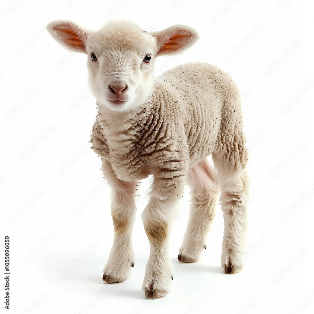 Fototapeta premium sheep in front of white