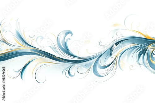 Abstract Blue and Gold Floral Design.