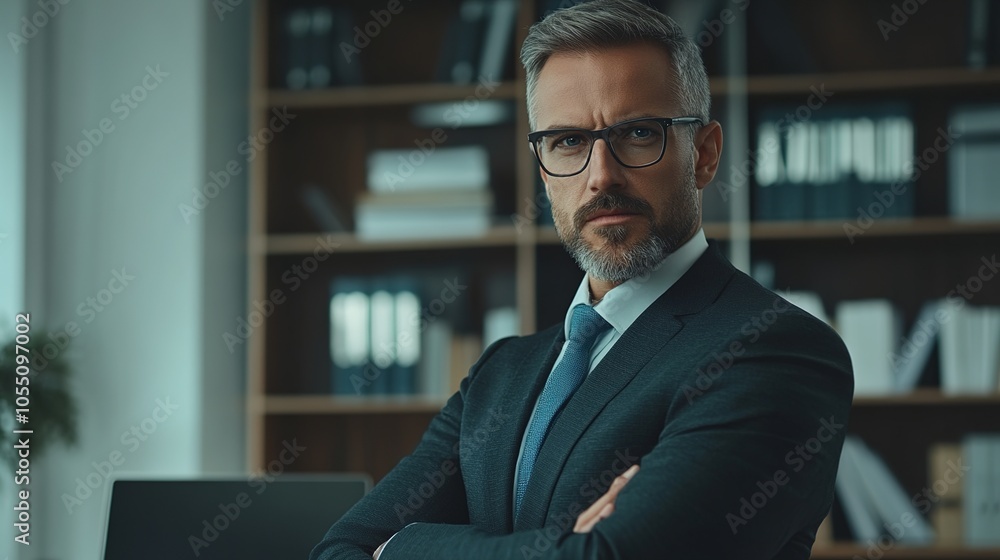 Confident Businessman in Modern Office Setting Confident Businessman in Modern Office Setting