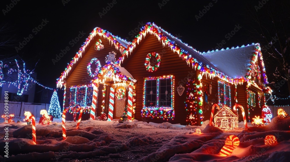 Playful Gingerbread House with Glowing Holiday Lights Playful Gingerbread House with Glowing Holiday Lights