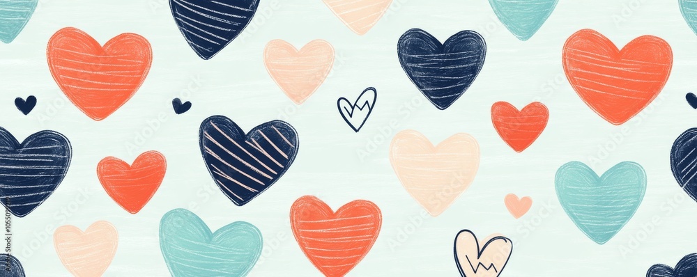 Colorful hearts pattern on a soft pastel background. Colorful hearts pattern on a soft pastel background.