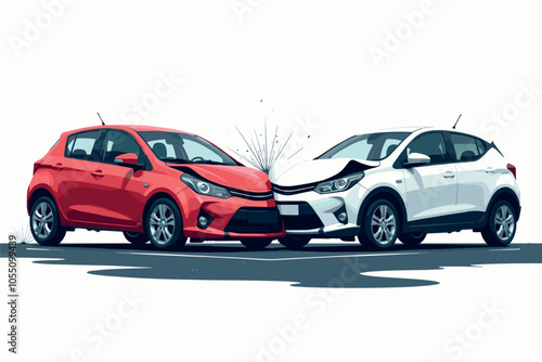 Two Cars Collide in Front-End Crash on City Street