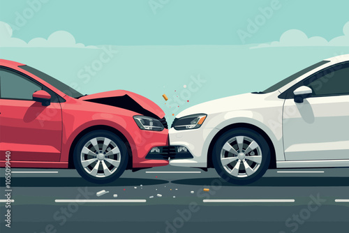 Two Cars Collide in Front-End Crash on City Street