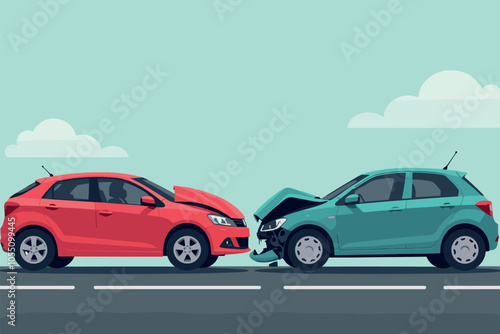 Two Cars Collide in Front-End Crash on City Street