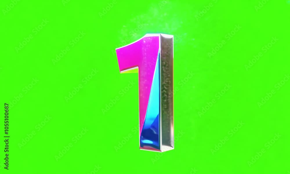 Creative colorful 1 number on green screen. Generative AI Creative colorful 1 number on green screen. Generative AI