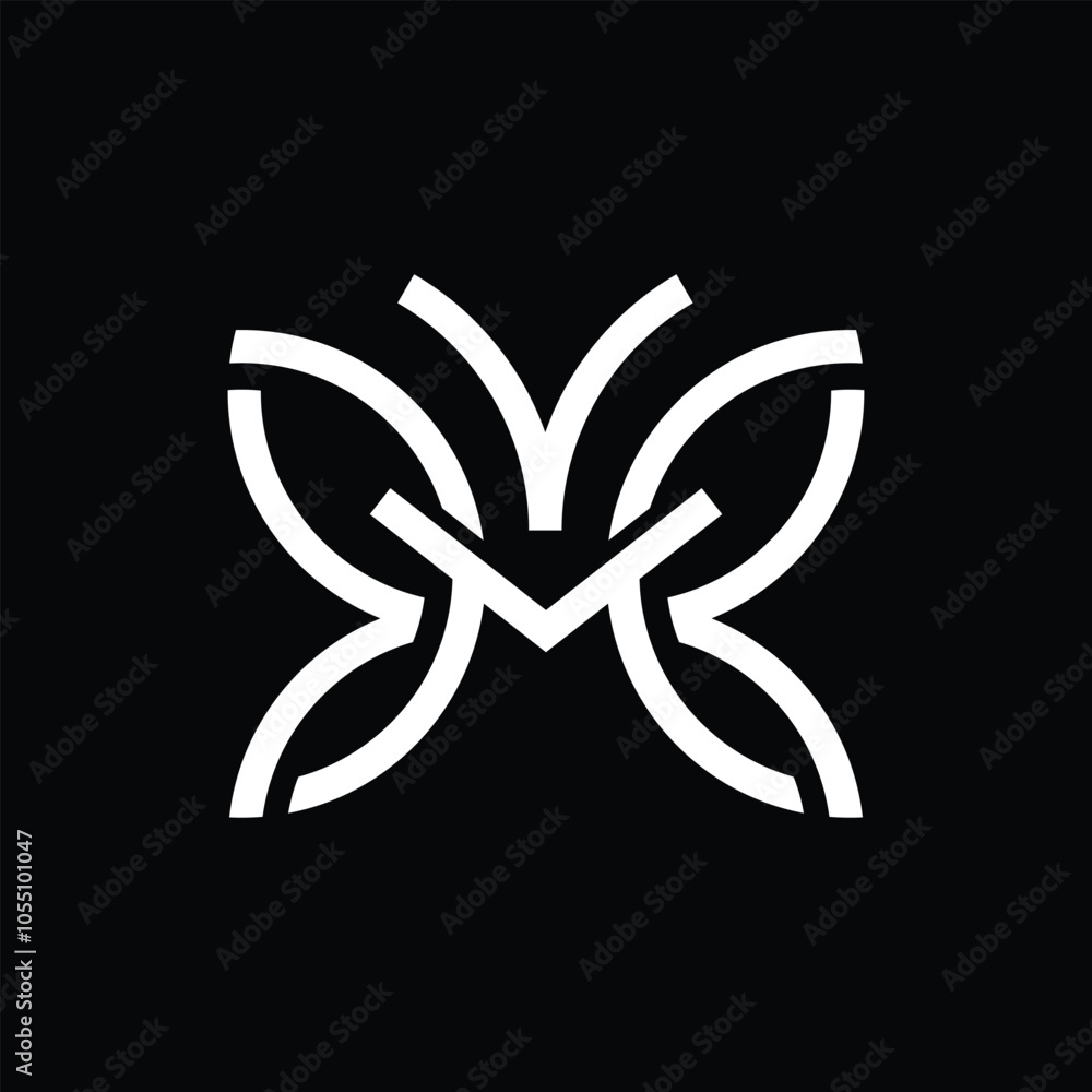 Initial Letter M, with Butterfly Line Art, Logo Design Inspiration Initial Letter M, with Butterfly Line Art, Logo Design Inspiration