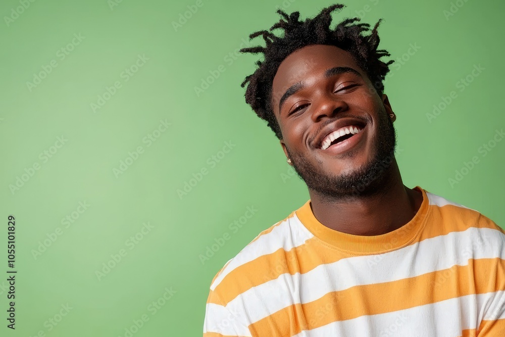 Happy Man Smiling Against Green Background Happy Man Smiling Against Green Background