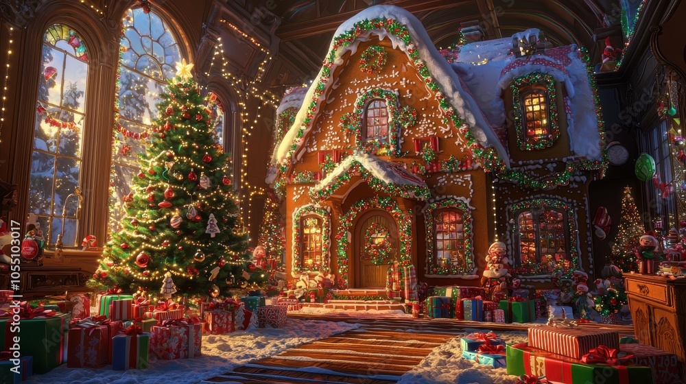 Playful Holiday Gingerbread House with Radiant Tree Playful Holiday Gingerbread House with Radiant Tree
