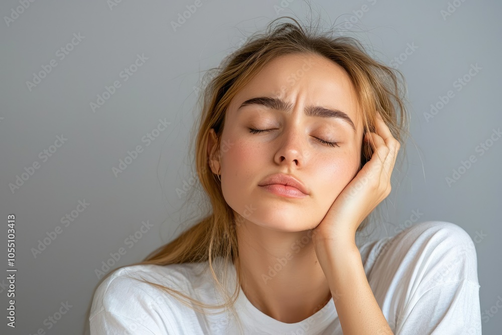 Downcast Woman with Light Skin Displaying Emotions Downcast Woman with Light Skin Displaying Emotions