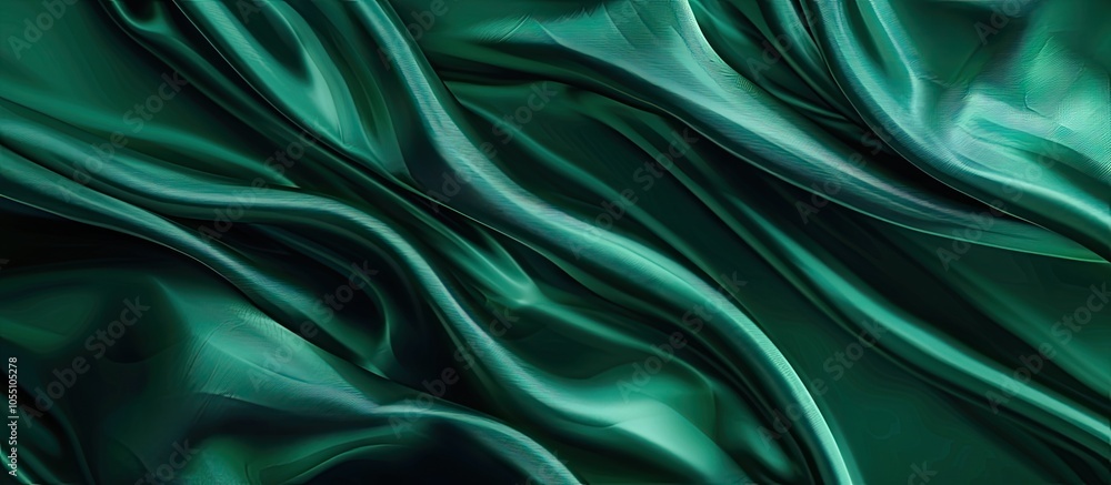 Luxurious jade green fabric elegantly folded with a satin wave background creating a fashionable copy space image Luxurious jade green fabric elegantly folded with a satin wave background creating a fashionable copy space image