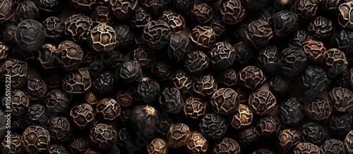 Detailed shot of black peppercorns with copy space image