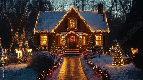 Enchanting Holiday Gingerbread House with Christmas Lights