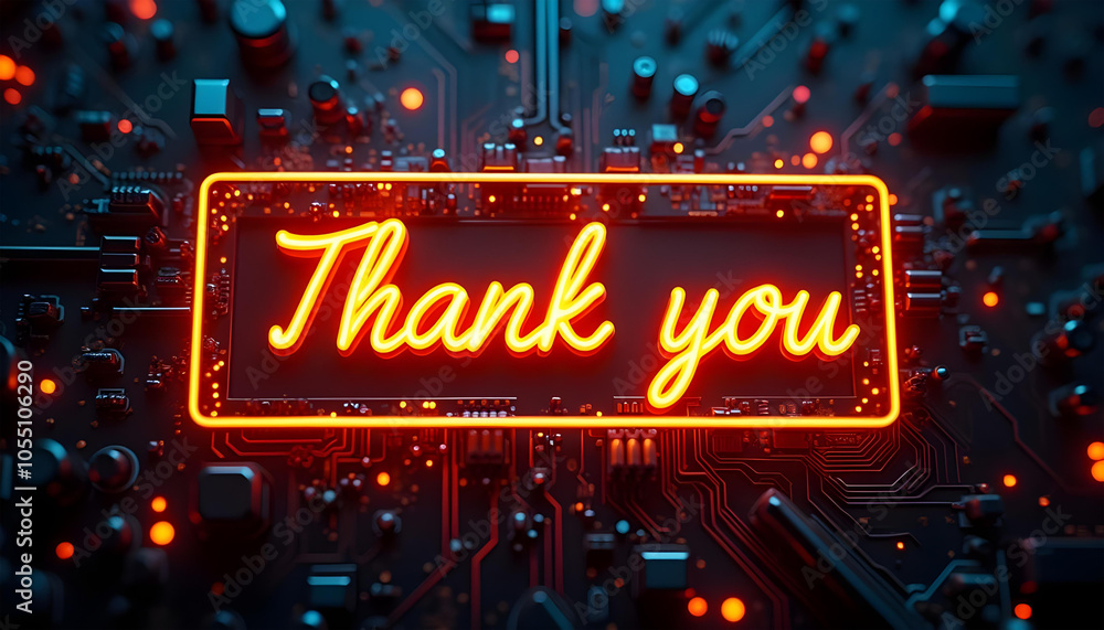 Thank You text glowing on technology computer Thank You text glowing on technology computer