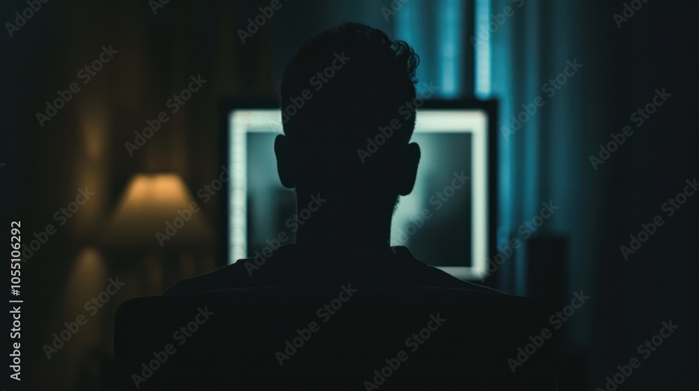 Silhouette of a Person Watching TV Silhouette of a Person Watching TV