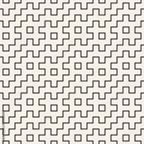 Vector seamless pattern. Repeating geometric elements. Stylish monochrome background design.